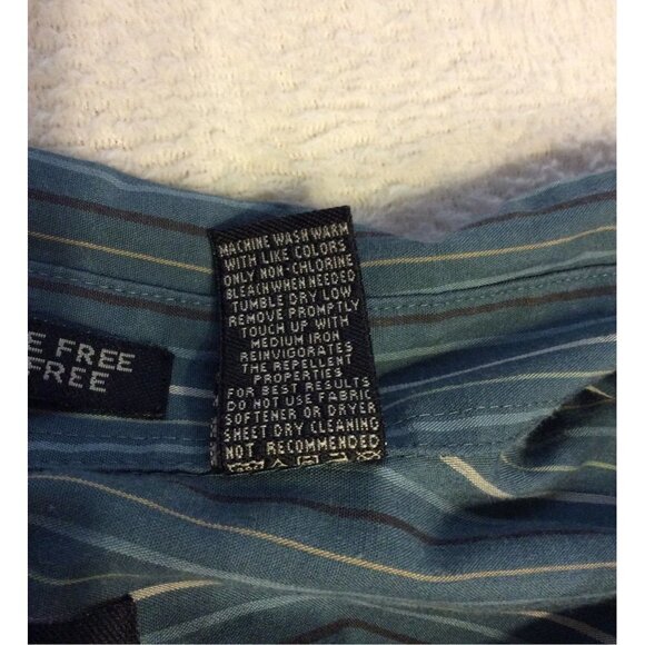 VAN Heusen Button Down Blue Striped Shirt 15 15.5 Medium - Picture 4 of 4